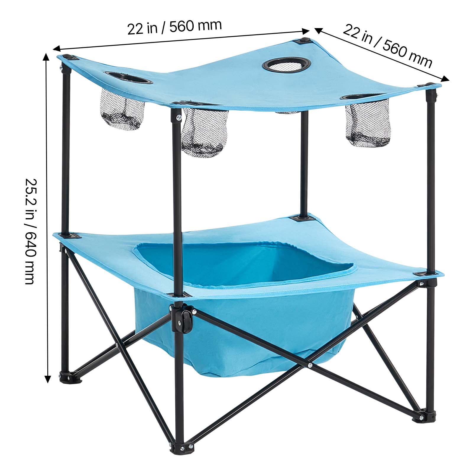 Folding Portable Camping Table Oxford Outdoor Picnic Square Table 4 Cup Holders_voghion.com